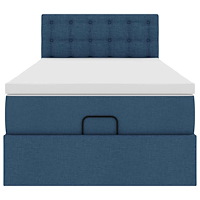 vidaXL Ottoman sängram med madrass blå 80x200 cm tyg