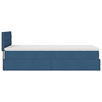 vidaXL Ottoman sängram med madrass blå 80x200 cm tyg