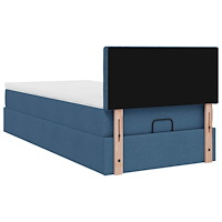vidaXL Ottoman sängram med madrass blå 80x200 cm tyg