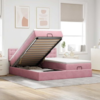 vidaXL Ottoman sängram med madrasser rosa 160x200 cm sammet