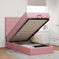 vidaXL Ottoman sängram med madrasser rosa 90x190 cm sammet