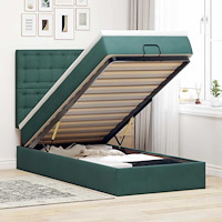 vidaXL Ottoman sängram med madrasser mörkgrön 80x200 cm sammet