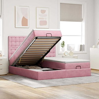 vidaXL Ottoman sängram med madrasser rosa 160x200 cm sammet