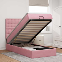 vidaXL Ottoman sängram med madrasser rosa 80x200 cm sammet