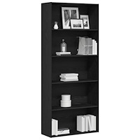 vidaXL Bokhylla svart ek 80x30x189 cm konstruerat trä