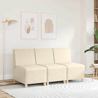 vidaXL Soffstol gräddvit 55 cm konstläder