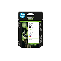 Hewlett-Packard HP 301 - 2-pack - svart, färg (cyan, magenta, gul) - original - bläckpatron