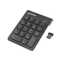 Manhattan Manhattan Numeric Keypad, Wireless (2.4GHz), USB-A Micro Receiver, 18 Full Size Keys, Black, Membrane Key Switches, Auto...