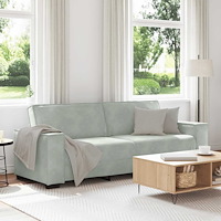 vidaXL 3-sitssoffa ljusgrå 180 cm sammet