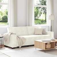 vidaXL 3-sitssoffa gräddvit 180 cm sammet