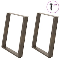 vidaXL Matbordsben U-formad 2 st naturstål 80x(72-73) cm stål