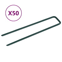 vidaXL Spikar för konstgräs 50 st U-formad järn
