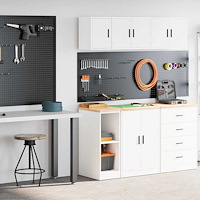 vidaXL Garageskåp 2 st, vit, konstruerat trä