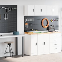 vidaXL Garageskåp 2 st, vit, konstruerat trä