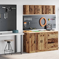 vidaXL Garageskåp 2 delar gammalt trä konstruerat trä