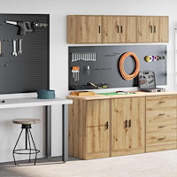 vidaXL Garageskåp 2 st, hantverksmässig ek konstruerat trä