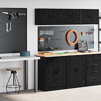 vidaXL Garageskåp 2 delar svart konstruerat trä