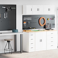 vidaXL Garageskåp 2 st, vit, konstruerat trä