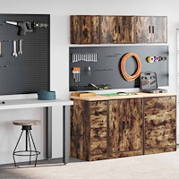 vidaXL Garageskåp 2 st rökt ek konstruerat trä
