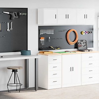 vidaXL Garageskåp 2 st, vit, konstruerat trä