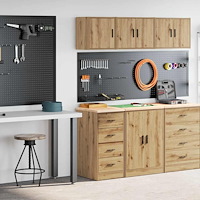vidaXL Garageskåp 2 st, hantverksmässig ek konstruerat trä