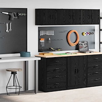 vidaXL Garageskåp 2 delar svart konstruerat trä