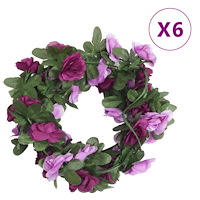 vidaXL Julkransar med blommor 6 st lila 250 cm