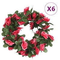 vidaXL Julkransar med blommor 6 st rosenröd 250 cm