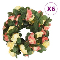 vidaXL Julkransar med blommor 6 st solnedgångsröd 250 cm