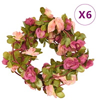 vidaXL Julkransar med blommor 3 st rosenröd 250 cm