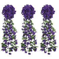 vidaXL Julkransar med blommor3 st mörklila 85 cm