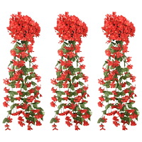 vidaXL Julkransar med blommor 3 st röd 85 cm
