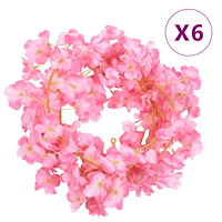vidaXL Julkransar med blommor 6 st mörk rosa 180 cm