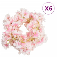 vidaXL Julkransar med blommor 6 st ljusrosa 180 cm