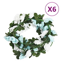 vidaXL Julkransar med blommor 6 st blå och vit 240 cm