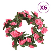 vidaXL Julkransar med blommor 6 st röd rosa 240 cm