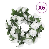 vidaXL Julkransar med blommor 6 st vit 240 cm