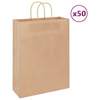 vidaXL Papperspåsar 50 st med handtag brun 32x12x42 cm