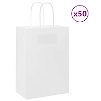 vidaXL Papperspåsar 50 st med handtag vit 15x8x21 cm