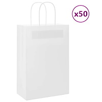 vidaXL Papperspåsar 50 st med handtag vit 21x11x31 cm