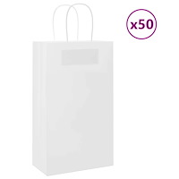 vidaXL Papperspåsar 50 st med handtag vit 21x11x36 cm
