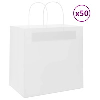 vidaXL Papperspåsar 50 st med handtag vit 26x17x25 cm