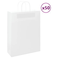 vidaXL Papperspåsar 50 st med handtag vit 32x12x42 cm
