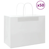 vidaXL Papperspåsar 50 st med handtag vit 32x17x25 cm