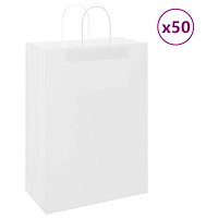 vidaXL Papperspåsar 50 st med handtag vit 32x17x44 cm