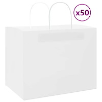 vidaXL Papperspåsar 50 st med handtag vit 32x22x24 cm