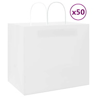 vidaXL Papperspåsar 50 st med handtag vit 32x22x28 cm