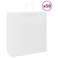 vidaXL Papperspåsar 50 st med handtag vit 45x17x48 cm