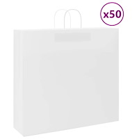 vidaXL Papperspåsar 50 st med handtag vit 54x15x49 cm