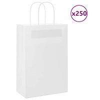 vidaXL Papperspåsar 250 st med handtag vit 21x11x31 cm